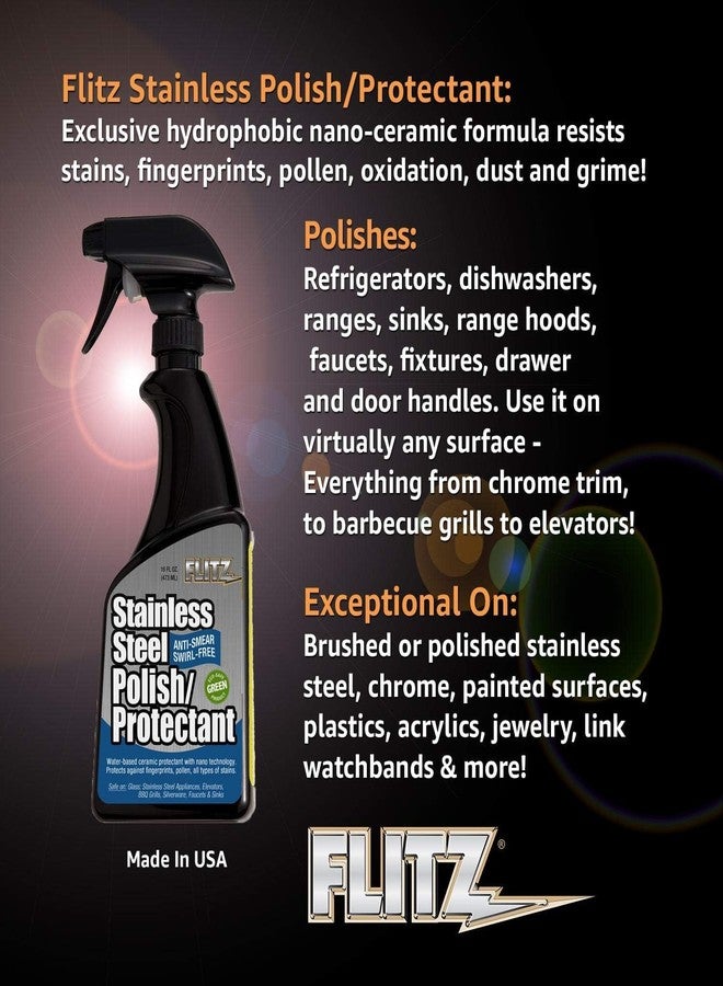 Flitz Stainless Steel Polish Protectant - 16oz Bottle, USA-Made Ceramic Coating for Stainless Steel Appliances, Repels Fingerprints & Water Spots - Aluminum & Chrome Polish & Protectant (1 Pack) - Image 5